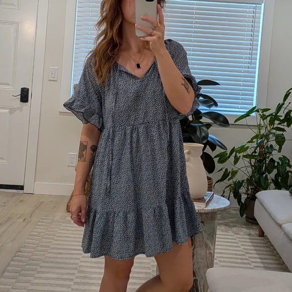 Altar'd State Navy and White Patterned Top - Picture 1 of 5